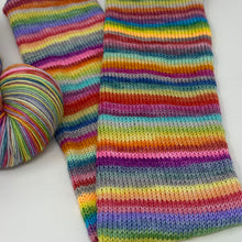 Load image into Gallery viewer, Self striping sock yarn- 45 2-3 row stripes “45 stripes so I must be nuts” colorway
