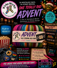 Load image into Gallery viewer, 2026 ADVENT GEN X Childhood Movies!!! Let’s 🎄 PARTY🎄!!!!!!! Complete with color coded sheet to follow along which stripe is which blast from the past movie 🌀 !!!!