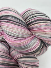 Load image into Gallery viewer, Self striping sock yarn- WeeEEE are never ever getting back together, like ever.
