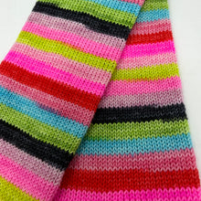 Load image into Gallery viewer, 80/20 SW/NYLON 2ply sock yarn 10 stripe “Yeah but Elvis said it’s Cotton Candy Land”

