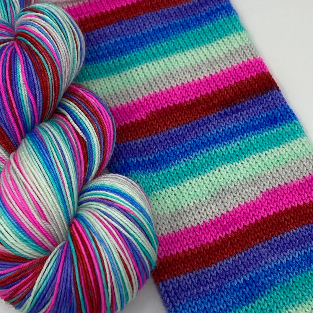 Self striping sock yarn- Carolina Girls