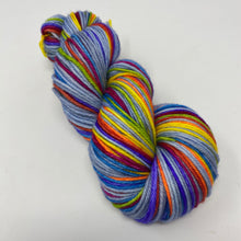 Load image into Gallery viewer, WORSTED 1 KNOT DISCOUNT Self striping sock yarn- Can’t Stop the Feeling
