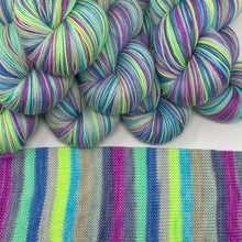 Load image into Gallery viewer, New colorway- Wild Vespas self striping sock yarn
