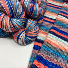 Load image into Gallery viewer, SPARKLE Self striping merino sock set- Frozen Farmer’s Hiney with Samantha? mini
