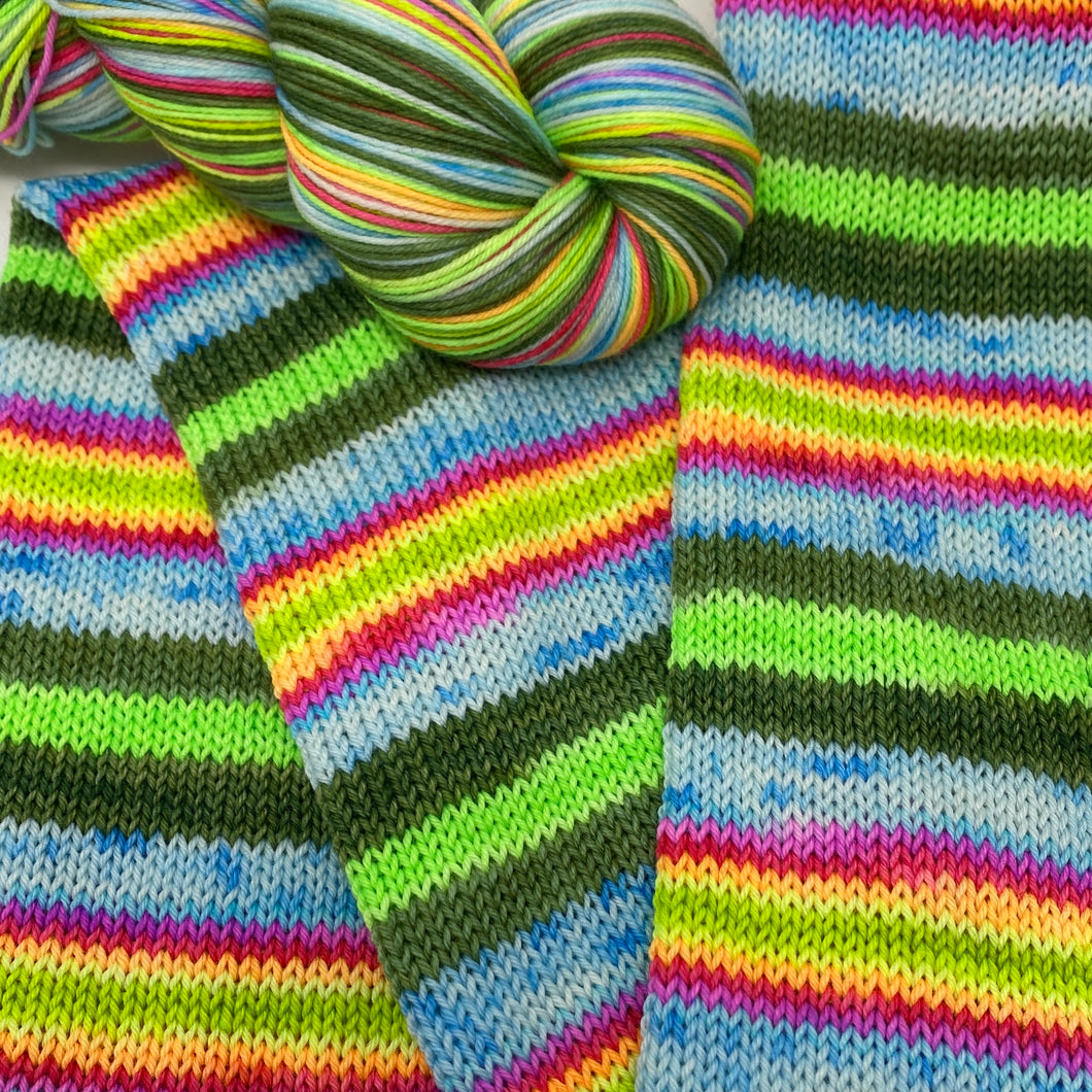 Self striping sock yarn- Kermit’s Banjo