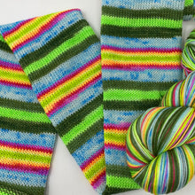 Load image into Gallery viewer, Self striping sock yarn- Kermit’s Banjo
